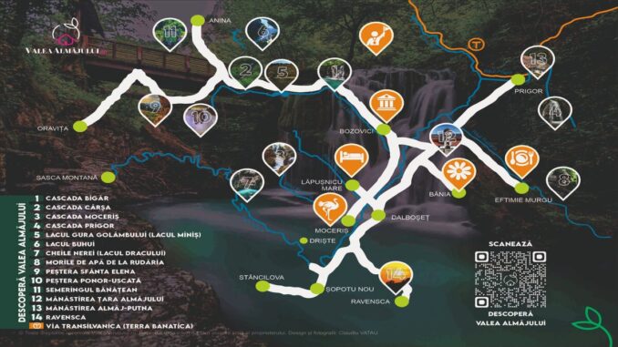 Harta Văii Almăjului, jud. Caraș-Severin. FOTO: Claudiu Vatau, ValeaAlmajului.ro