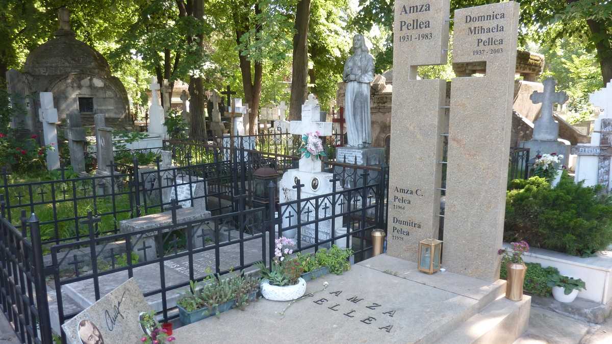 Amza Pellea, Cimitirul Bellu, București. FOTO: Grig Bute, Ora de Turism + DALL·E 3 / OpenAI